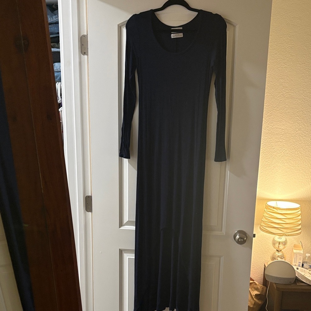 Out from Under - Long Sleeve high/low Maxi Dress - Navy
